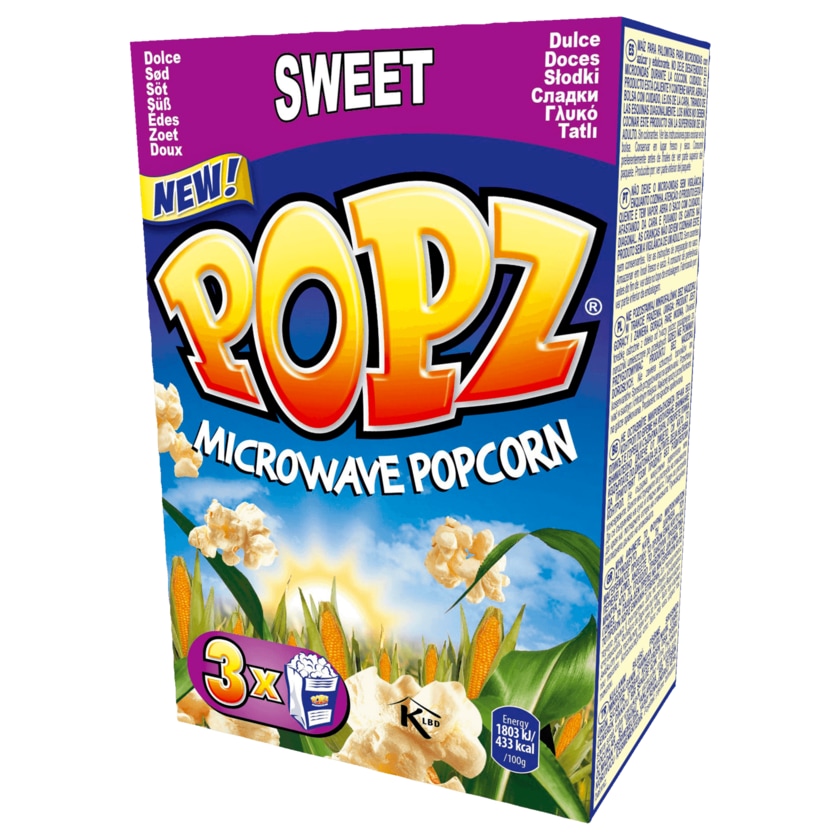Popz Mikrowellen Popcorn Sweet 3x90g